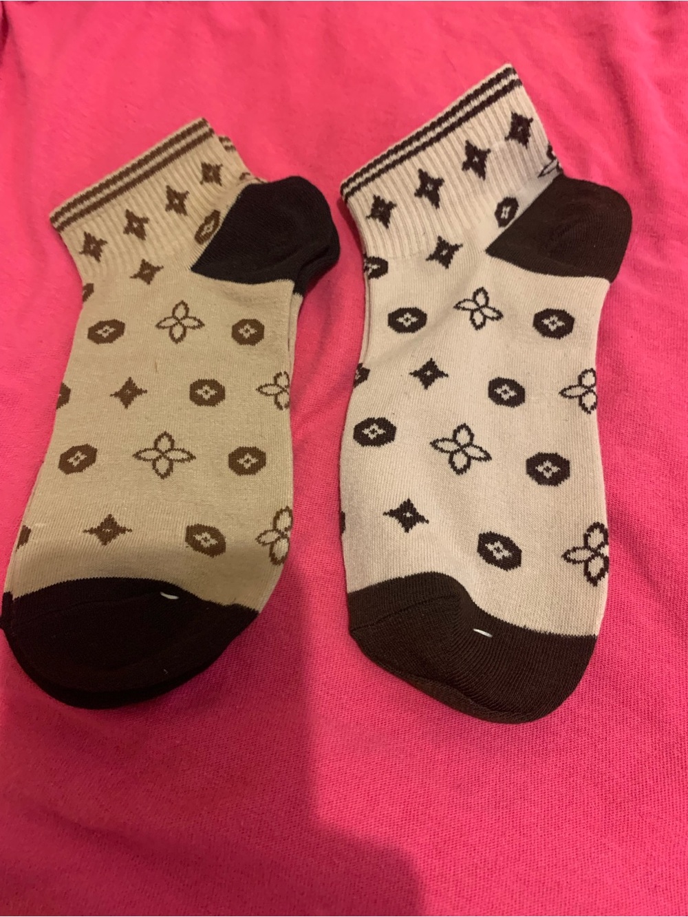 Ankle Socks for Men in Beige and Cream with Brown Accents